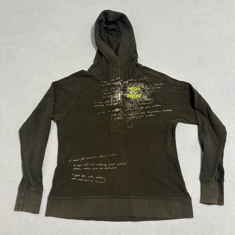 Carhartt Pullover Hoodie Long Sleeve 1/4 Snap Thermal Y2K Black Womens Size XL